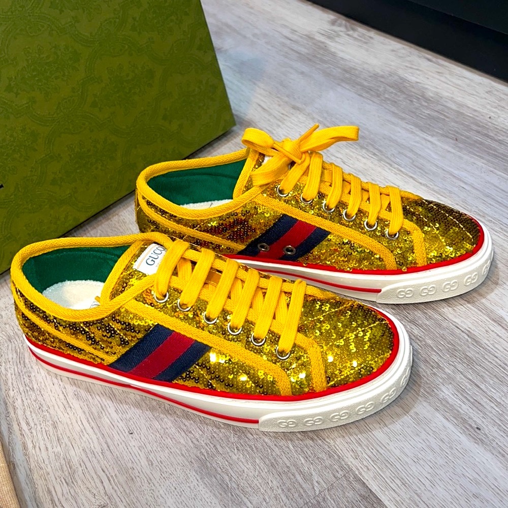 NWT Gucci Tennis 1977 Gold Sequin - Picture 4 of 7